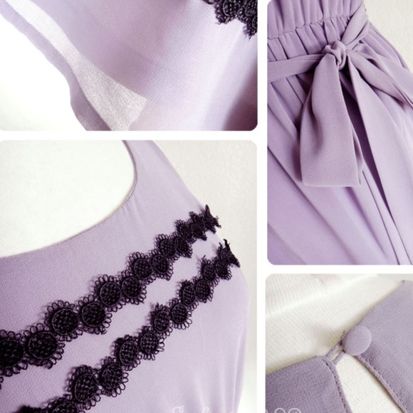 Last☝️ Lavender Lilac Black Lace Fit & Flare Dress - Picture 4 of 8